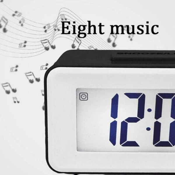 Litthing Digital väckarklocka Digital LED-klocka Väckarklocka Datum Temperatur Snooze 8 Music Sleep Batteridriven (svart)