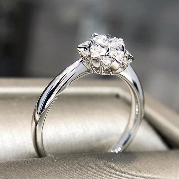 Luksus Floral Rhinestone Finger Ring Kvinner Bryllup Engasjement Brudesmykker US 7