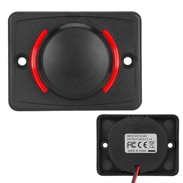12V 24V 3.1A Dobbelt USB Biloplader Stik LED Rød Sort