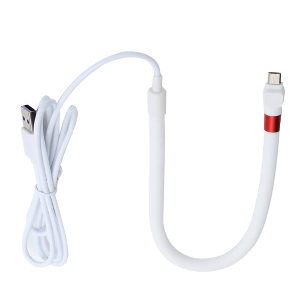 Mobiltelefonstativ Hurtigladekabel Fleksibel Holder Micro USB Datakabel Hvit