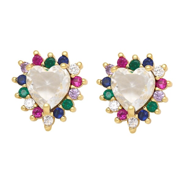 Örhängen Vintage Zircon Heart Stud Modesmycken Ac10156 white