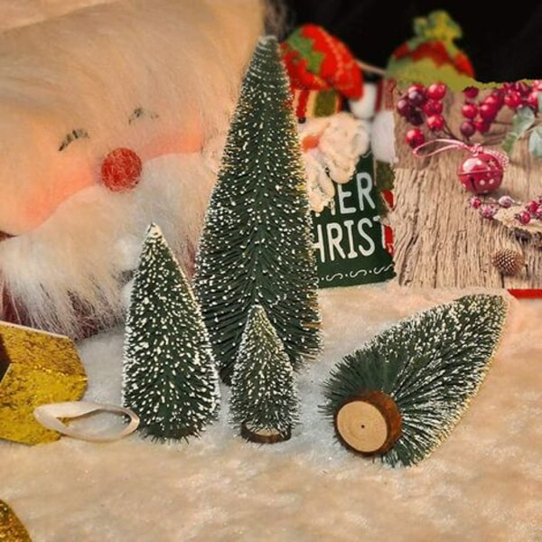 Minigran, söt julgran, konstgjord julgran, mini julgran, miniatyrdekoration, 9 st miniatyrdekorat