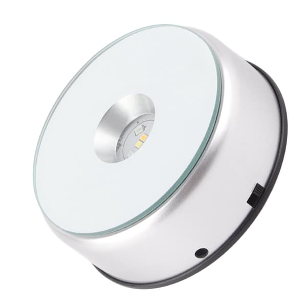 Fargerike LED-krystallskjermstativ med US-adapter - Sølv
