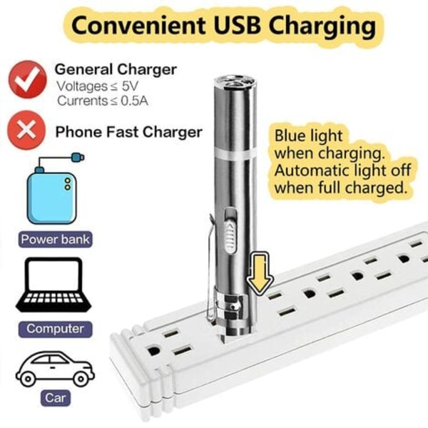 Kattleksaker, USB uppladdningsbar LED-ficklampa, multifunktionell kattträning