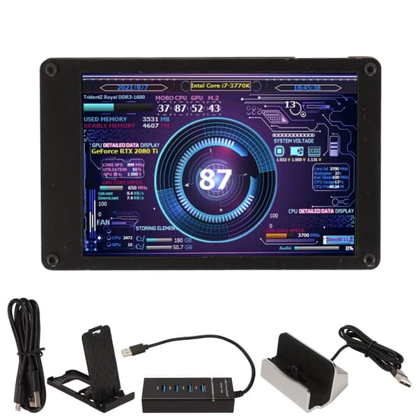 3,5 tums datortemperaturmonitor med temaredigerare, justerbar ljusstyrka för PC CPU GPU RAM Internet väderdata display