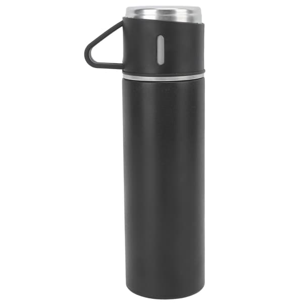 Rostfri Isolerad Tumbler 500ml Resevänligt Handtag Universellt Lock Hem Utomhusbruk Svart