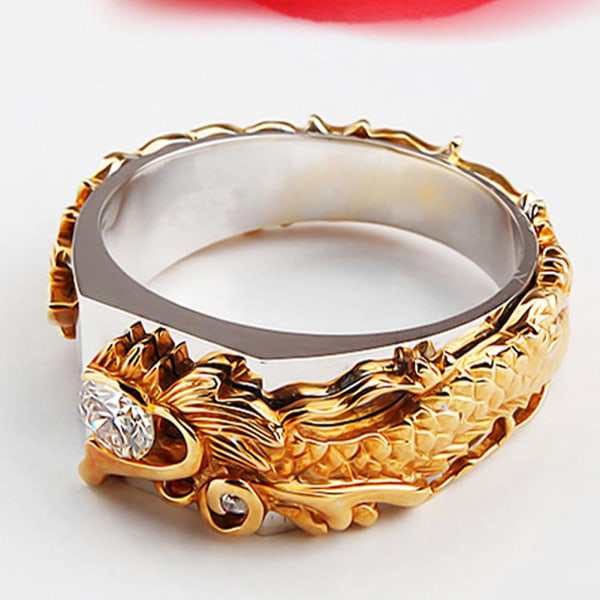 Mænd Kvinder Shiny Rhinestone Ring Mode Drage Shape Band Smykker Party US 10
