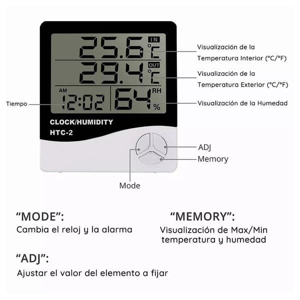 Højopløsnings Digitalt Termometer Hygrometer Vinduesdisplay