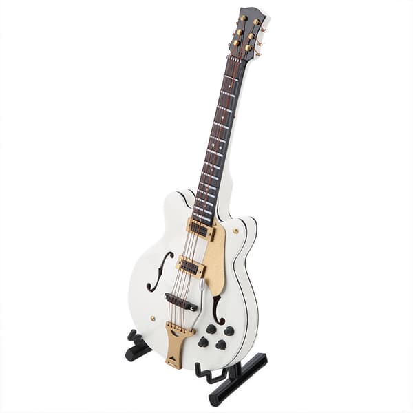 Vit miniatyr elgitarr replika - perfekt julklapp!