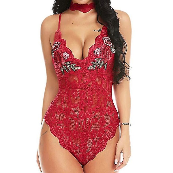 Naisten pitsinen body Sexy Lingerie Alusvaatteet Red L