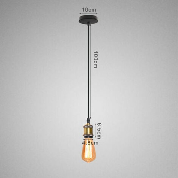 Metall Pendel Ljuskrona E27 Retro Lampa för Sovrum Bar Matsal Svart - Svart