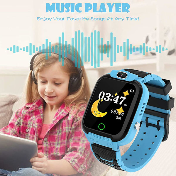 Lasten älykello, 7 peliä, MP3- ja MP4-soitin, 2 Gt:n muistikortti ja näytönsuoja