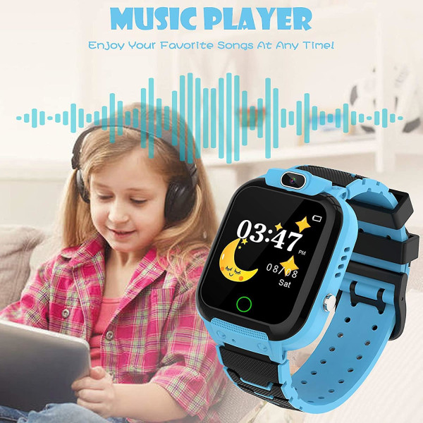 Smartwatch för barn med 7 spel, med mp3- och mp4-spelare, med 2 gb minneskort och skärmskydd