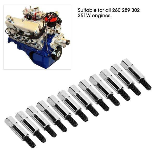 12 st kromade ventilkåpsbultar Passar FORD 289 302 351W
