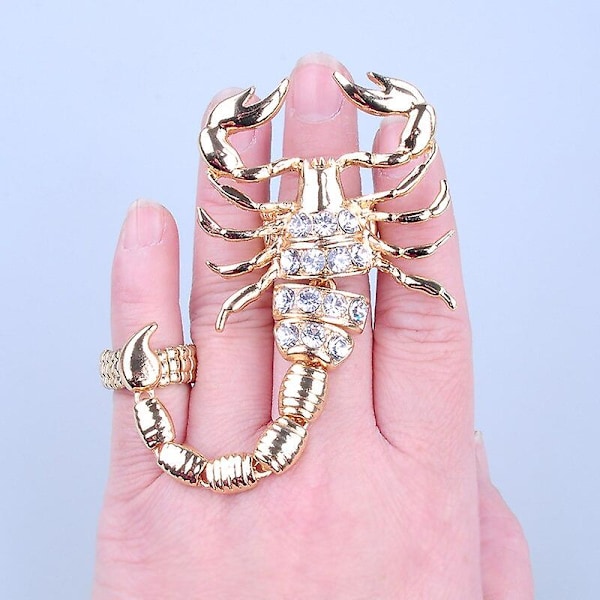 Överdriven Punk Scorpion Tvådelad Ring Justerbar Personlighet Djur Stora Ringar Hip Hop Rock Stil Modesmycken