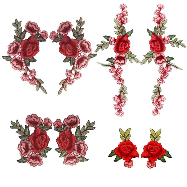 blomsterbroderede lapper sy på lapper rosenlapper