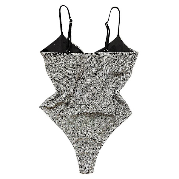 kvinder Glitter Shiny Monokini Badedragt Push Up One Piece Badetøj Badedragt Grey XL