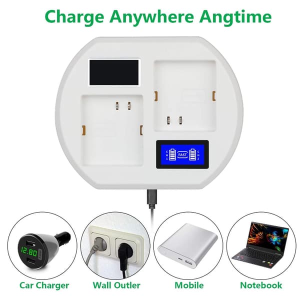 SEIVI USB Hurtigoplader til Arlo Pro 2 Pro Walk Light Batteri Dobbelt LCD Smart Base Oplader