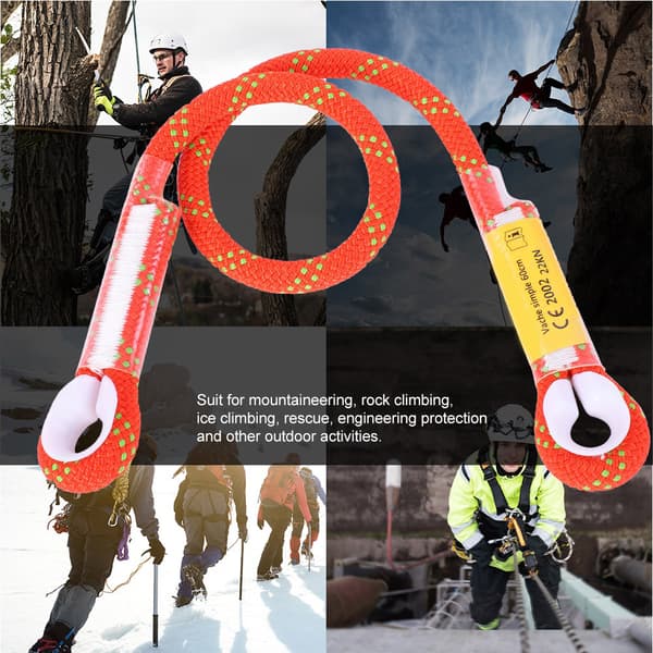 Utomhus klättring säkerhetsrep 60cm 120cm 150cm med ringlager orange