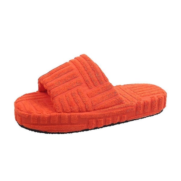 Kvinder Vinter Varm Fluff Slip On Slippers Flat Sliders Sko Orange 36