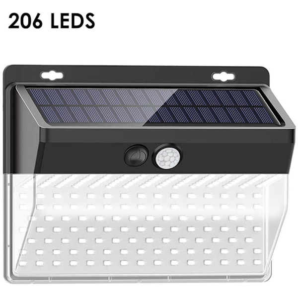 (206 lampor 1 pack) led solcellsvägglampa människokroppens infraröda ljussensor