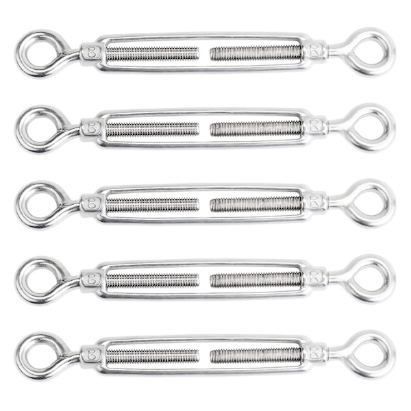 5-pack M8 rostfritt stål justerbar öga och ögonrep Loop Wire Spännare