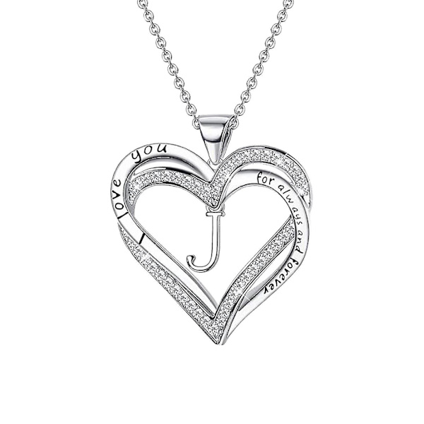 Naisten Double Heart Diamond kaulakoru 26 Englanti kirjaimia pari kaulakoru