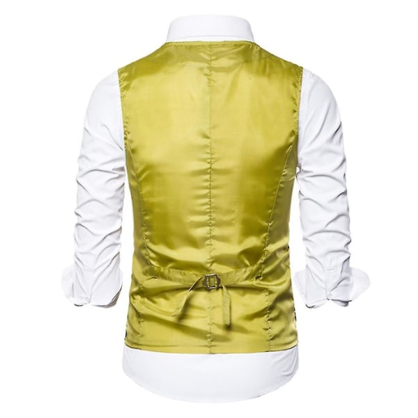 Enkeltspent vest for menn Slim Fit formell dressprint vest M Gold