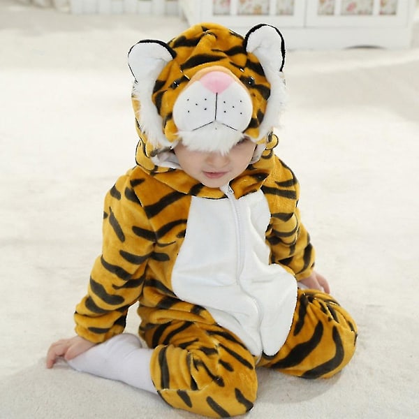 Baby Dinosaur Kostume Børne Sød Hættetrøje Jumpsuit Halloween Tiger 6-12 Months
