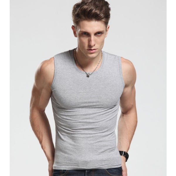 Klassisk bomullsunderskjorte for menn 1-paks A-skjorte L