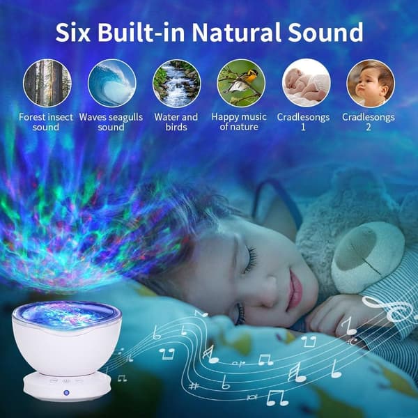Ocean Wave Projektor, 12 LED Fjernkontroll Nattlys Timer 7