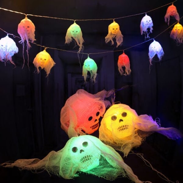 5 STK Halloween Skull Fairy Lights, Halloween Fairy Lights, Halloween Tilbehør 10 stk LED Halloween Skull Fairy Lights