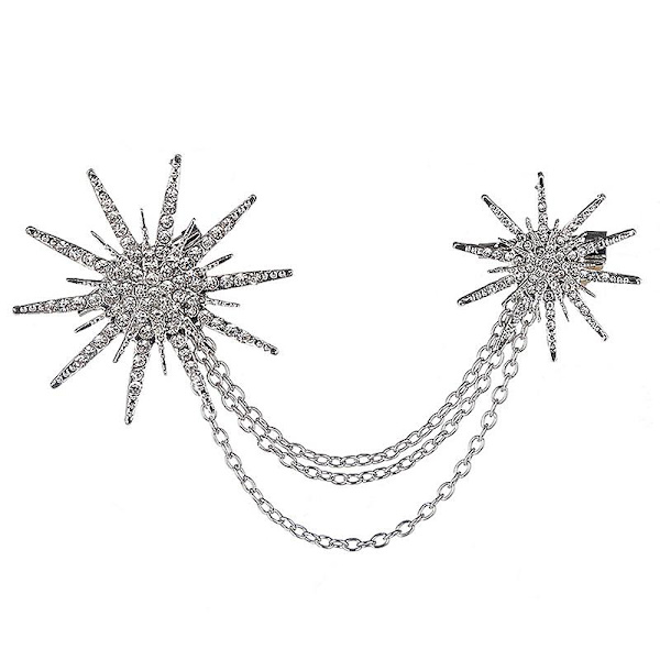 Vintage smykker Spænde Pin Brocher Crystal Snowflake Rhinestone Brocher til kjole Banket Gold