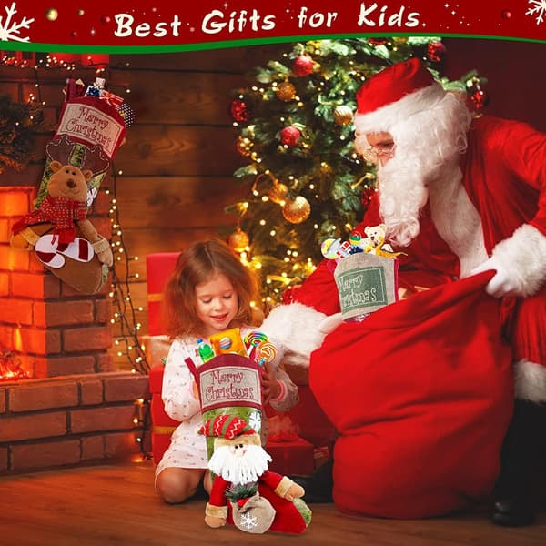 stk. Julestrømper, 46 cm store julestrømper 3D snefnug julemand, snemand, rensdyr strømper gavepose til pejs jul