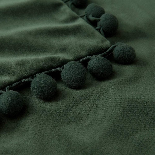 Paket med 2 Sammets-kuddfodral Pompom Dekorativa örngott Solida mjuka kuddfodral Med Poms Fyrkantig För Soffa Soffa Sovrum Bil 18x18tum Da 16 x16 Dark Green