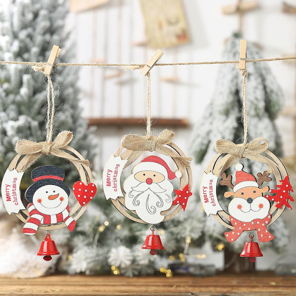 Julgransprydnader 3-pack julfestdekor i trä