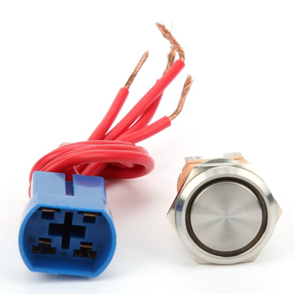 22mm 20A 250V AC Trykknapp Bryter Flat Hode Metall 4Pin Socket Selv Reset