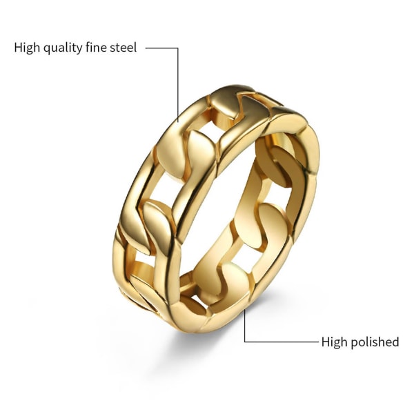 Hip hop -tyylinen sormusormusketjun muotoinen muotoilu Ei helppo rikkoa koruja Unisex kierresormus juhliin Golden US 12