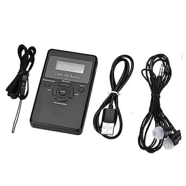 HRD-101 Bærbar Mini Digital DAB+FM Radio med Nøglesnor & Headset (Sort) Black