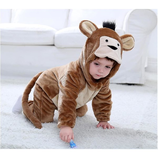 Baby Dinosaur Costume Barn Søt Hoodie Jumpsuit Halloween Monkey 18-24 Months