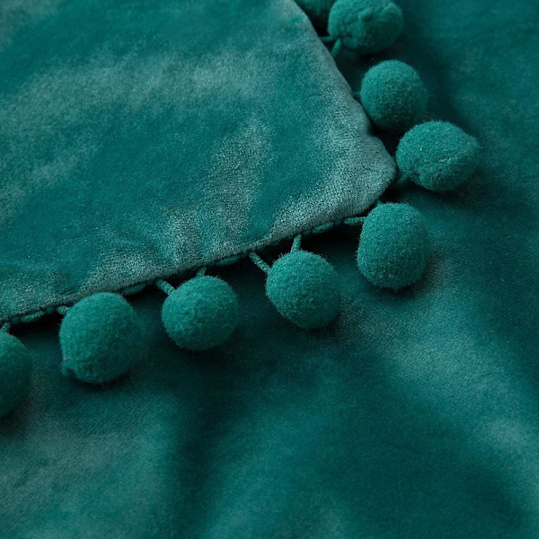 Paket med 2 Sammets-kuddfodral Pompom Dekorativa örngott Solida mjuka kuddfodral Med Poms Fyrkantig För Soffa Soffa Sovrum Bil 18x18tum Da 18 x18 Green