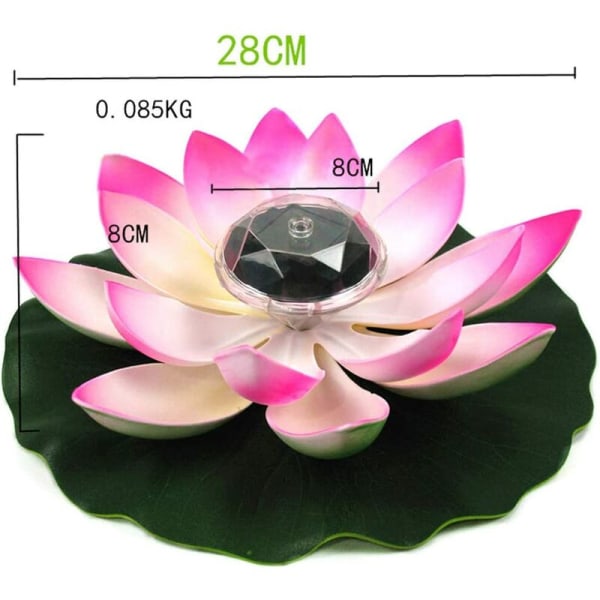 Rosa kronblader 28CM solar lotus lampe led hage svømmebasseng utendørs dekorasjon lotus lampe, for utendørs, hage, hage