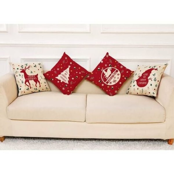 Juleputetrekk 18" x 18" 4-delt julepynt for hjemmesovesofa Julekolleksjon Putetrekk Holiday Cu