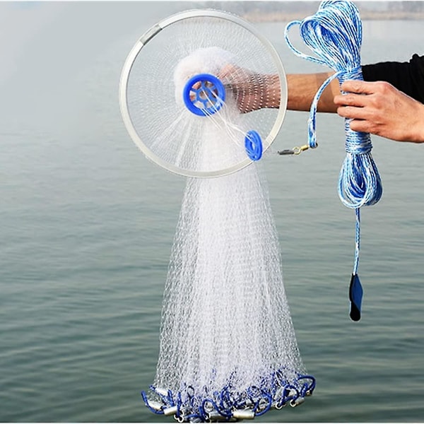 Fisknät, monofilament handfisknät av nylon med handrep Fisknätsfälla, 2,4 m / 95 tum, 0,5 mesh