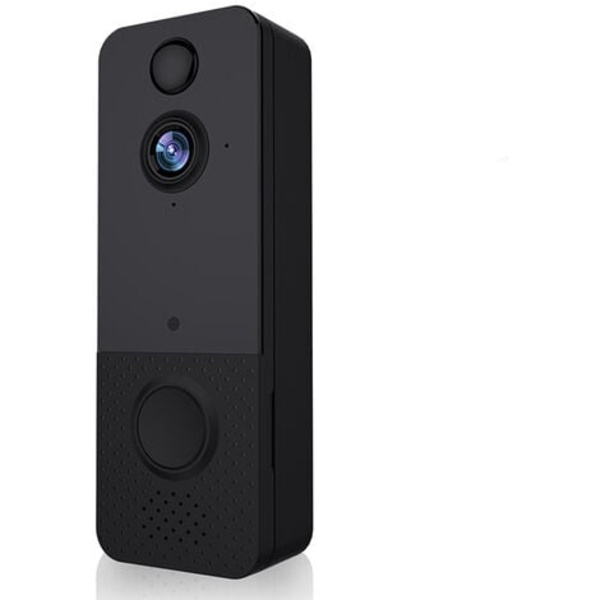 Videodørklokke med indendørs ringeklokke Sikkerhedsdørklokke Macaron Wireless Home Surveillance Videodørklokkekamera,T8-1080P,Bla