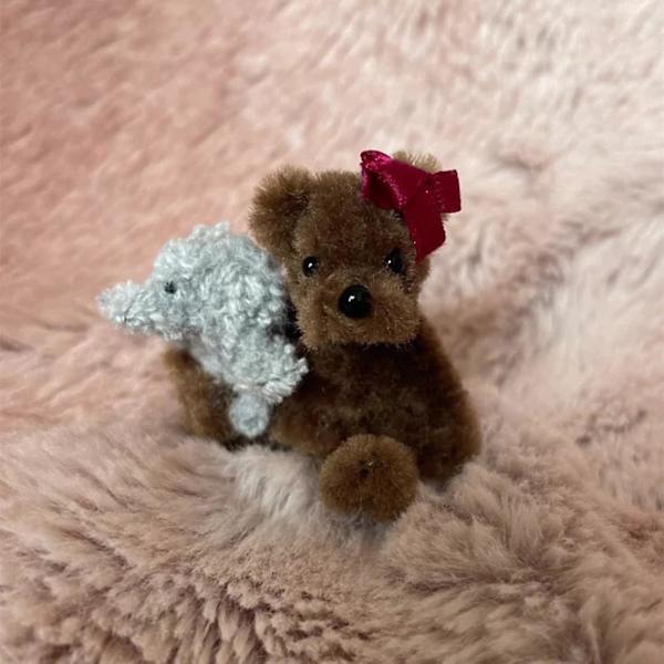 Tiny Handmade Teddy Bear - A Little Pocket Bear Klem red