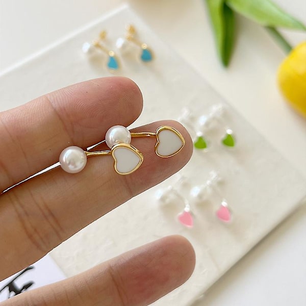 Korvakorut Hopea S925 Heart Stud Muotikorut Ac7597 Pink(Gold Color)