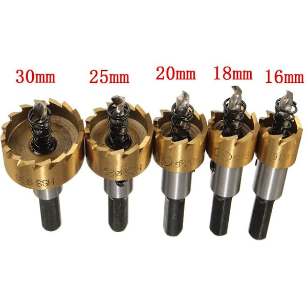 Kit 16-30 mm Hss 5 borrskär Hålsåg Hål Bekvämt kobolt 6542 höghastighetsstål，