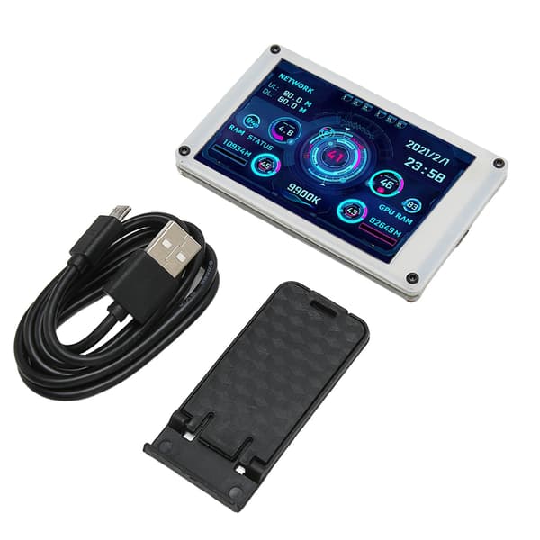 3,5-tommers IPS dimbar PC CPU GPU RAM dataskjerm med doble USB-porter, automatisk av-temaredigerer