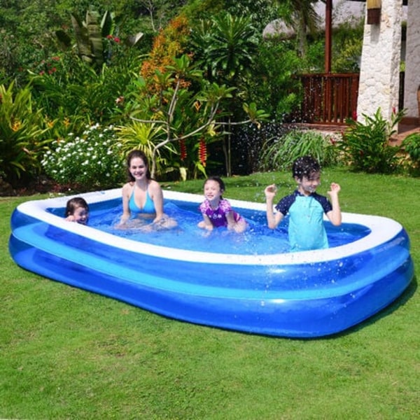 PVC svømmebasseng oppblåsbart svømmebasseng hjemme svømmebasseng fortykket firkantet utendørs 305*183*50cm